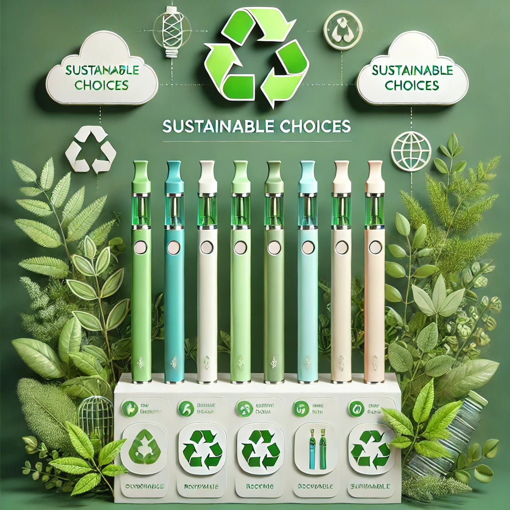 Eco-friendly disposable vape pens for sustainable cannabis use, available at cannabis dispensaries.